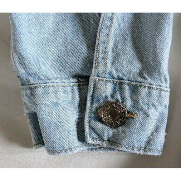 Garage Women Denim Jacket Light Distressed Boyfriend Fit Cotton Oversized Size L - Picture 5 of 8